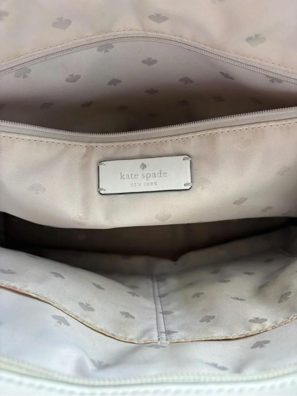 kate spade Two-Tone White and Taupe Leather Tote Bag